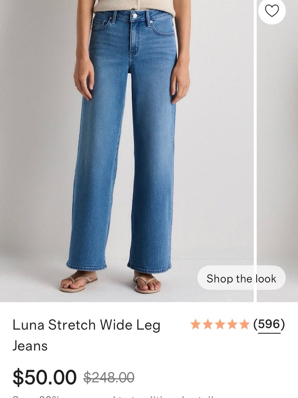 Quince Luna Stretch Wide Leg Jeans - Seaside Blue